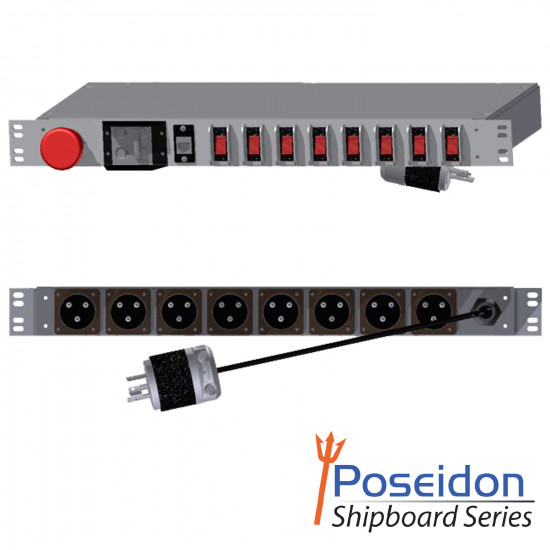 1U Shipboard PDU, 30A, L6-30P Input, 8 x MS3102E16-10S, TAA Compliant